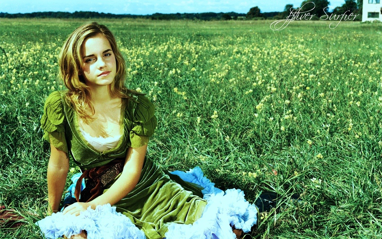 Emma Watson in a field