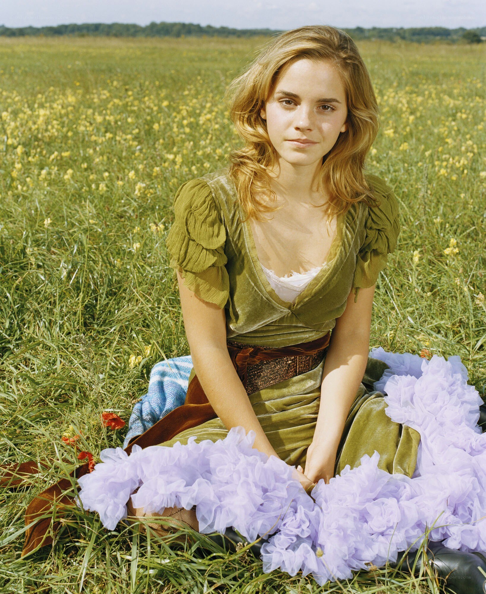 Emma Watson in a field