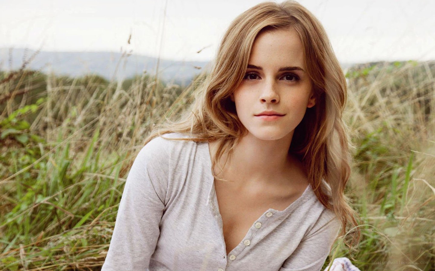 Emma Watson in a field