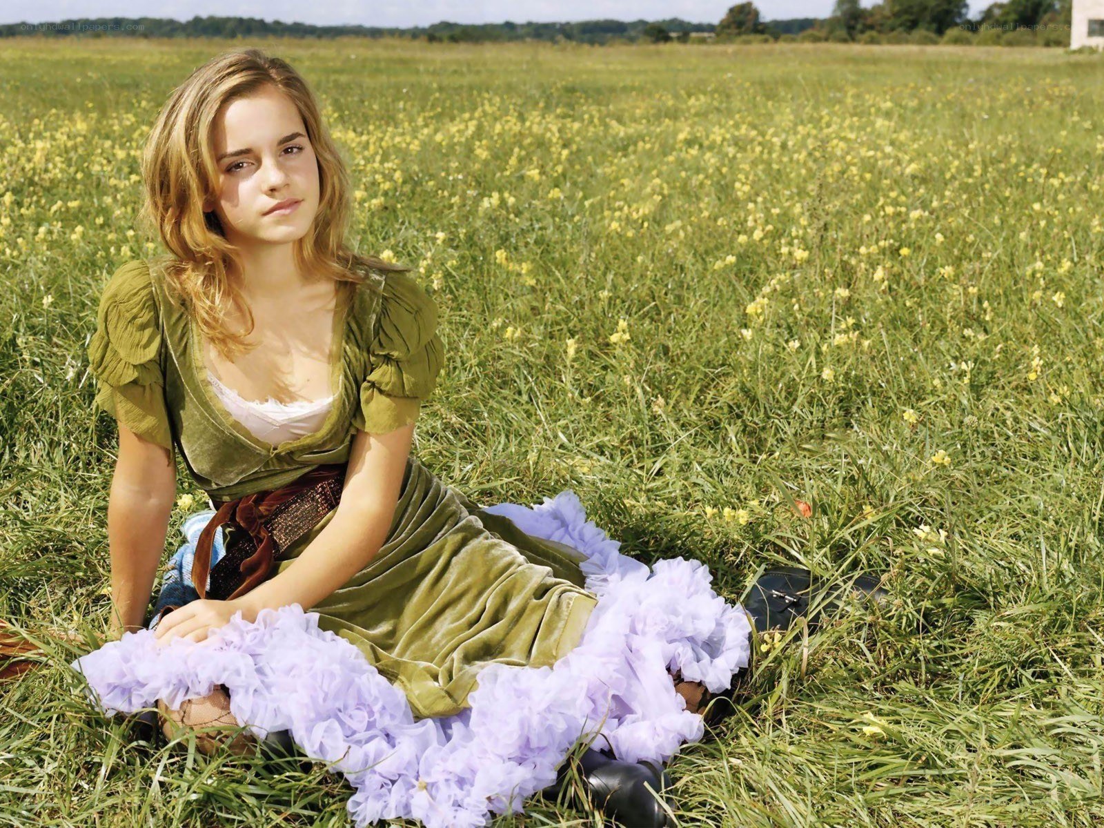 Emma Watson in a field