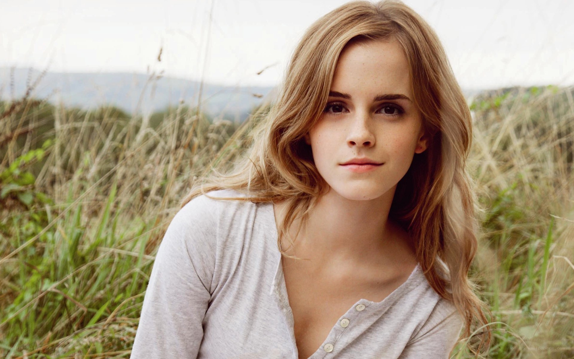 Emma Watson in a field
