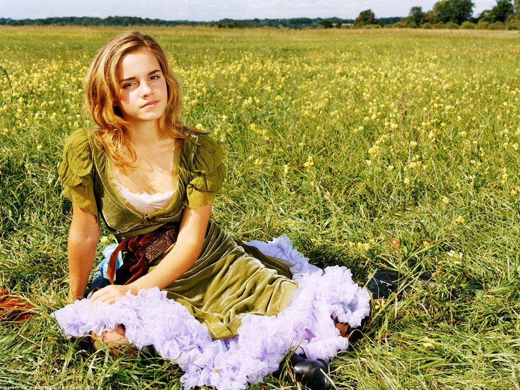 Emma Watson in a field