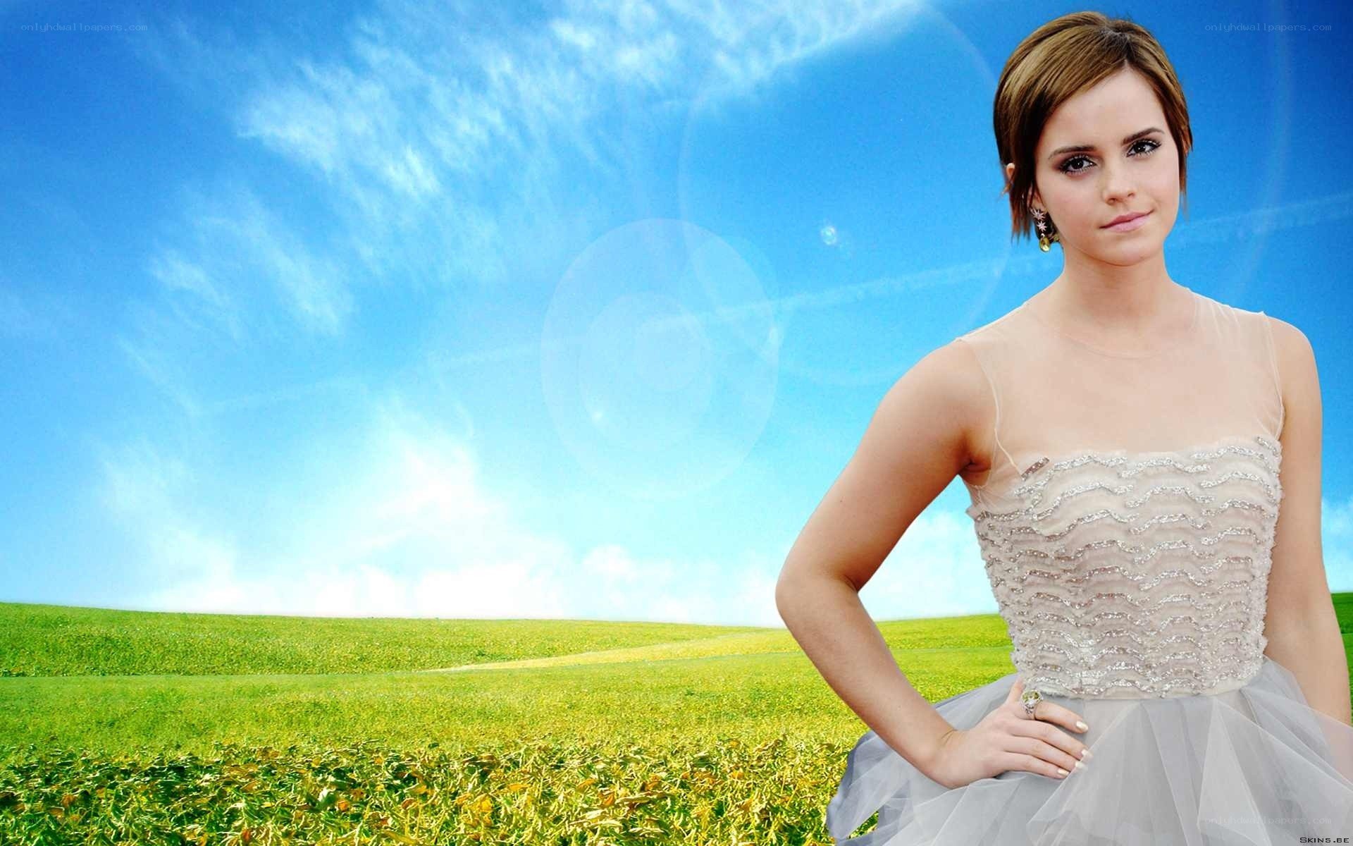 Emma Watson in a field