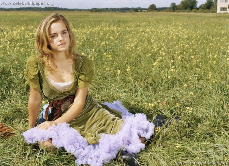 Emma Watson in a field
