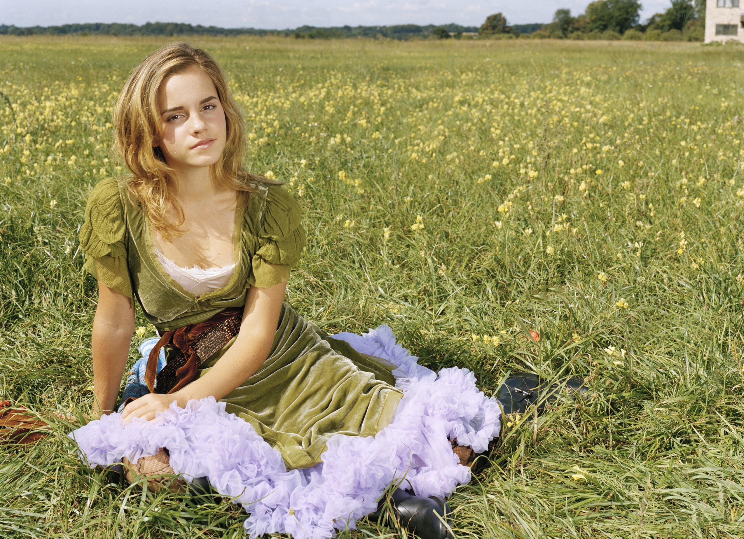 Emma Watson in a field