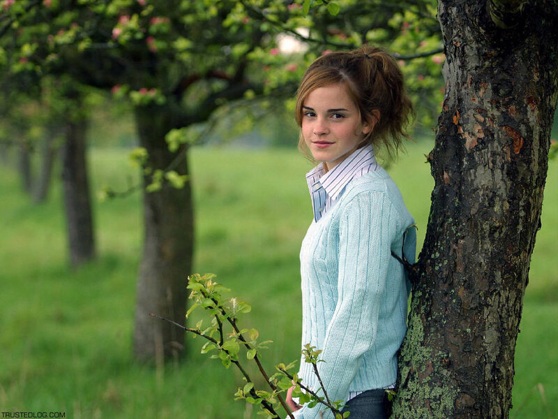 Emma Watson in a garden