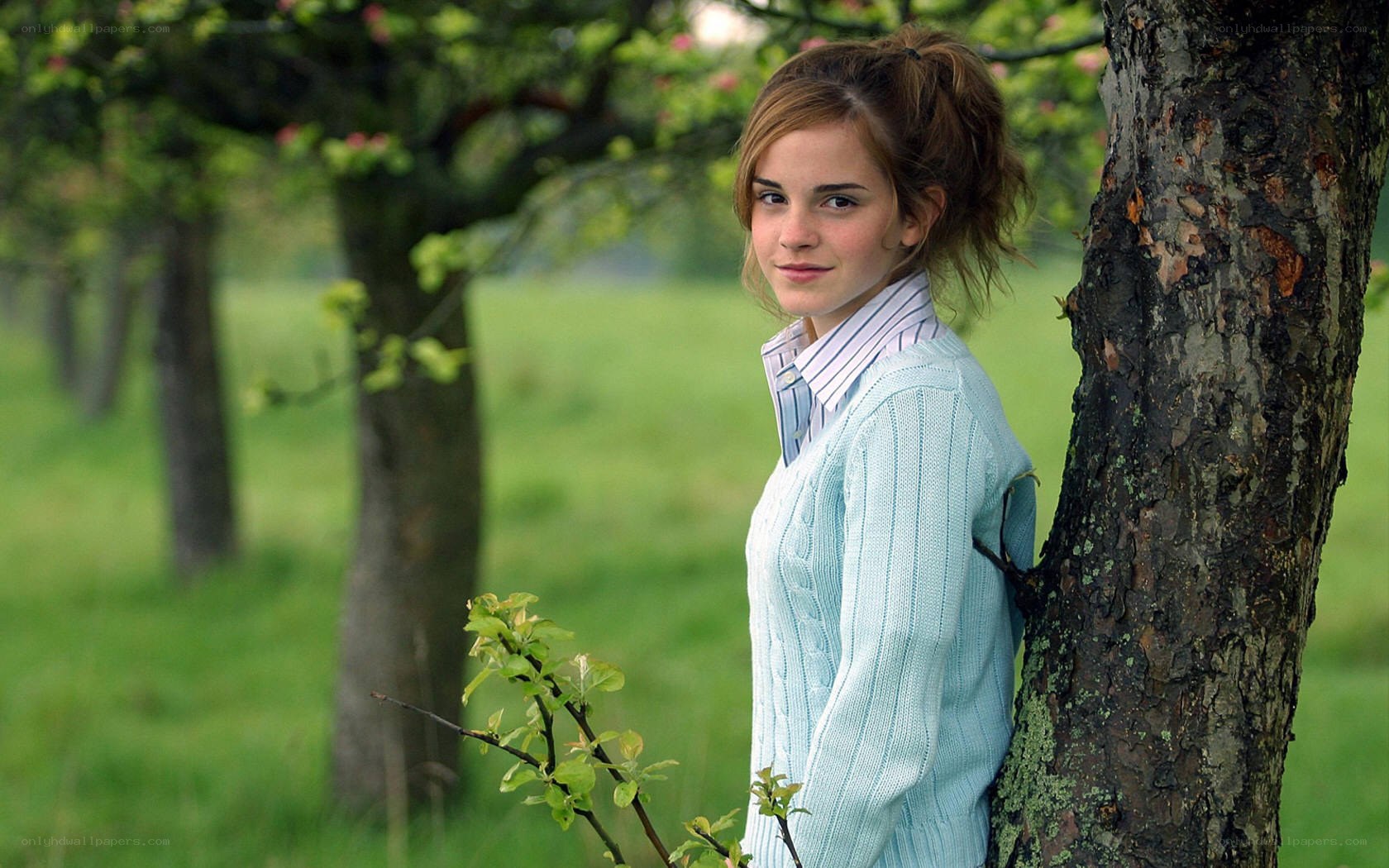 Emma Watson in a garden