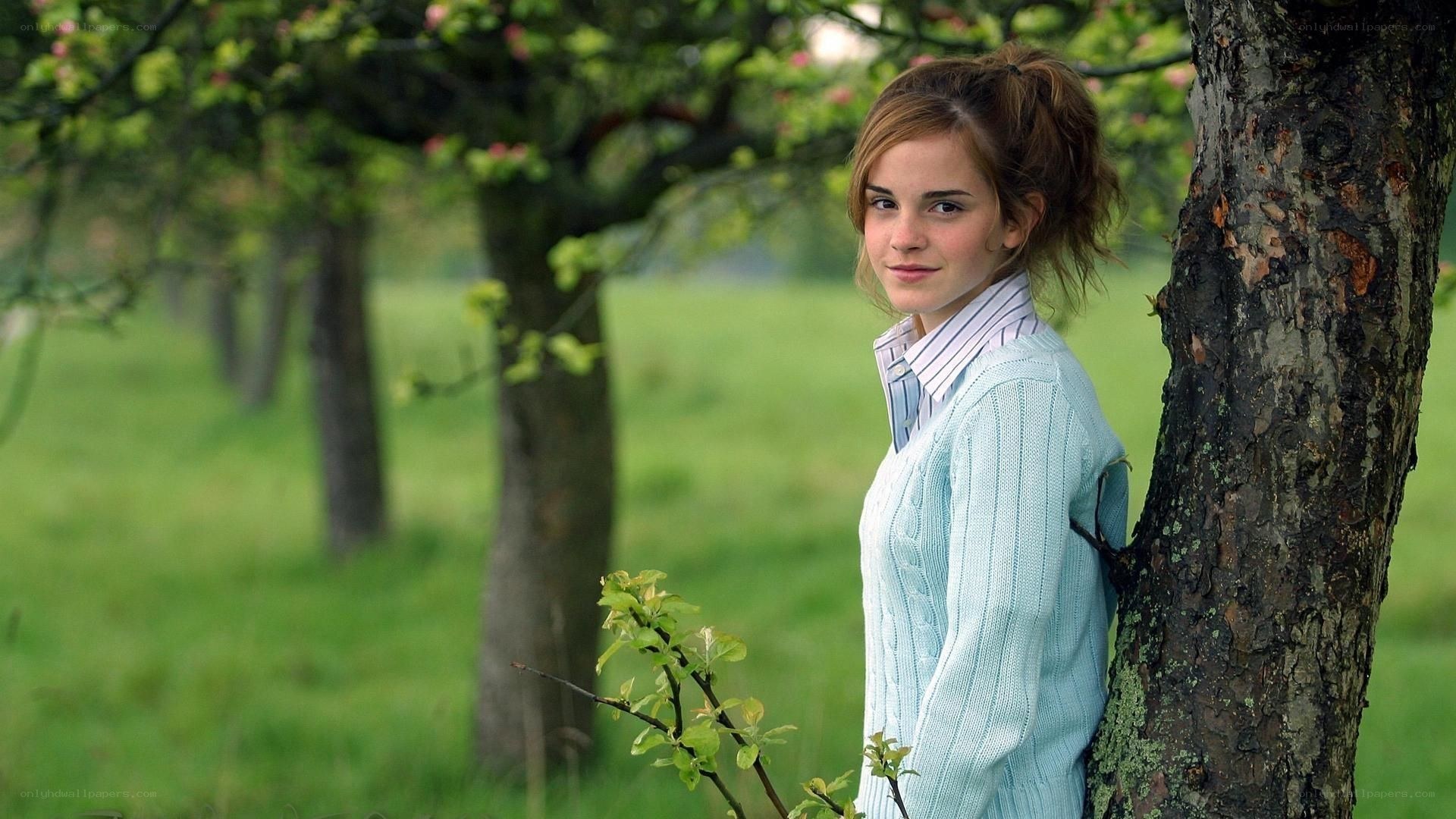 Emma Watson in a garden