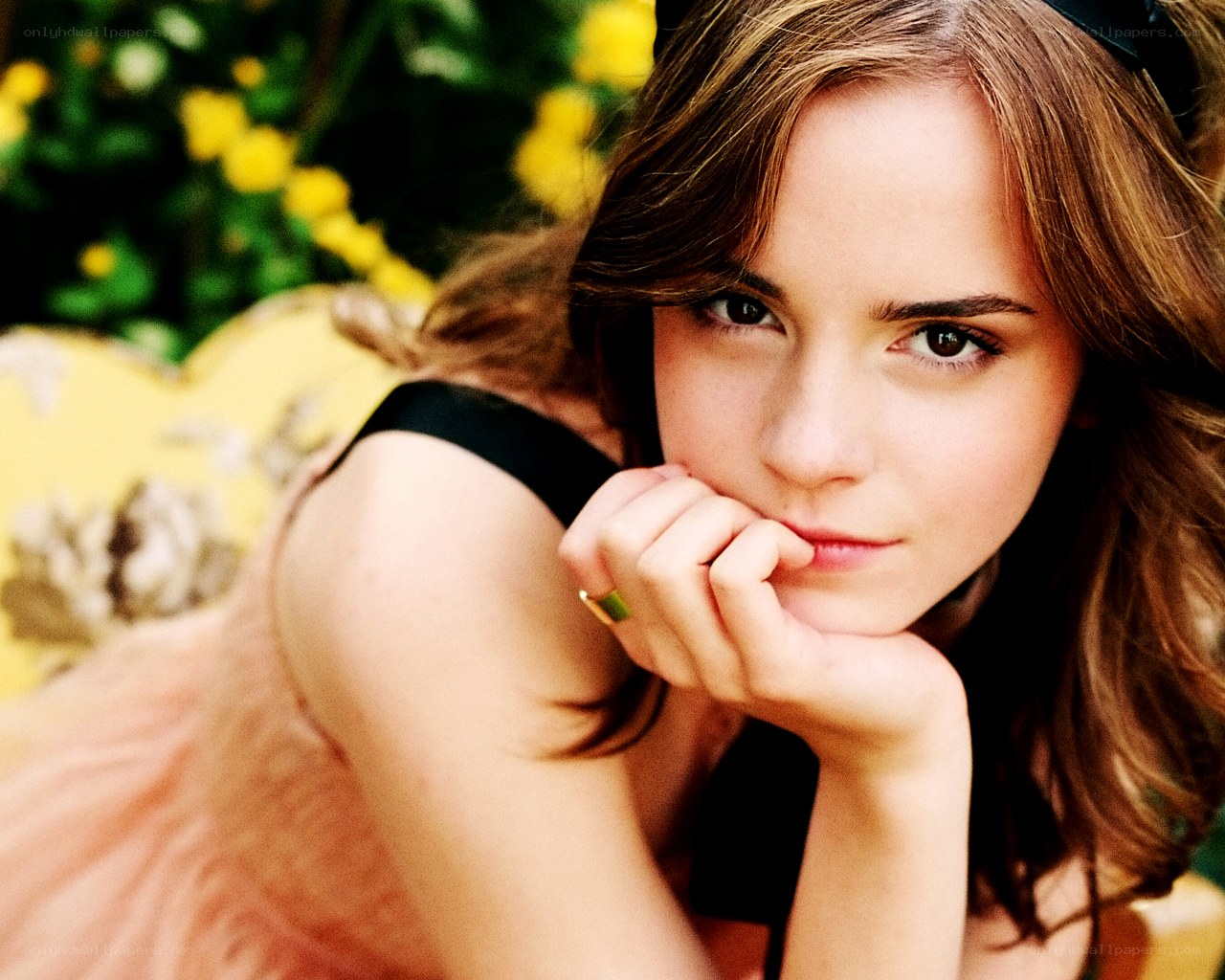 Emma Watson in a garden