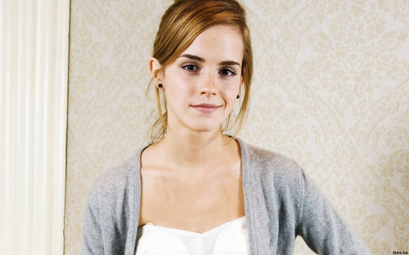 Emma Watson in a grey cardigan