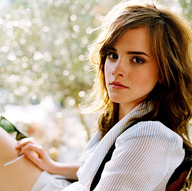 Emma Watson in a striped shirt