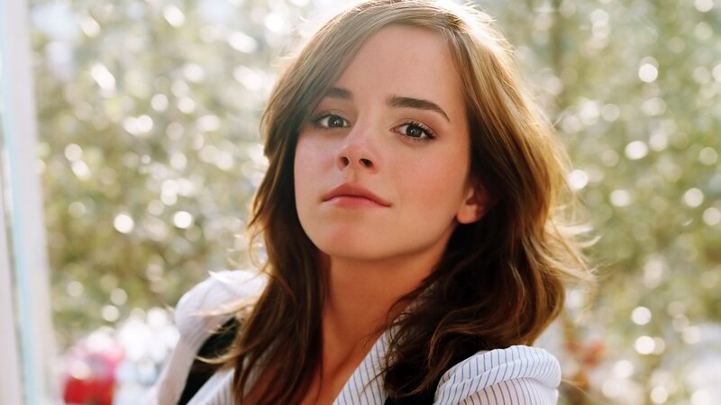 Emma Watson in a striped shirt