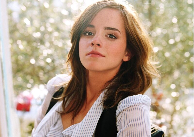 Emma Watson in a striped shirt
