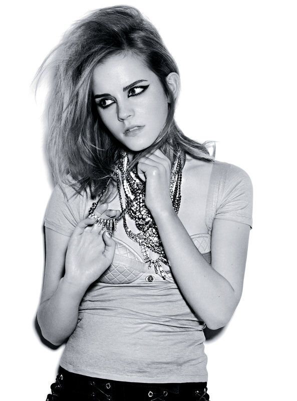 Emma Watson in black and white