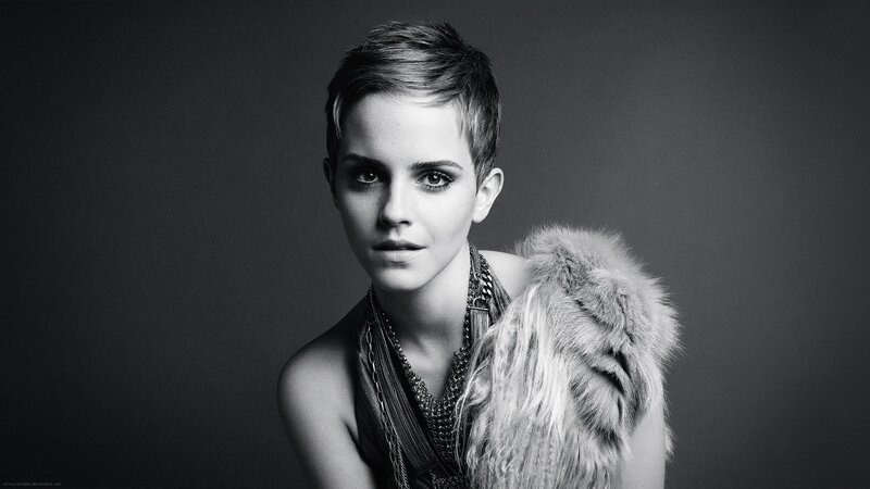 Emma Watson in black and white
