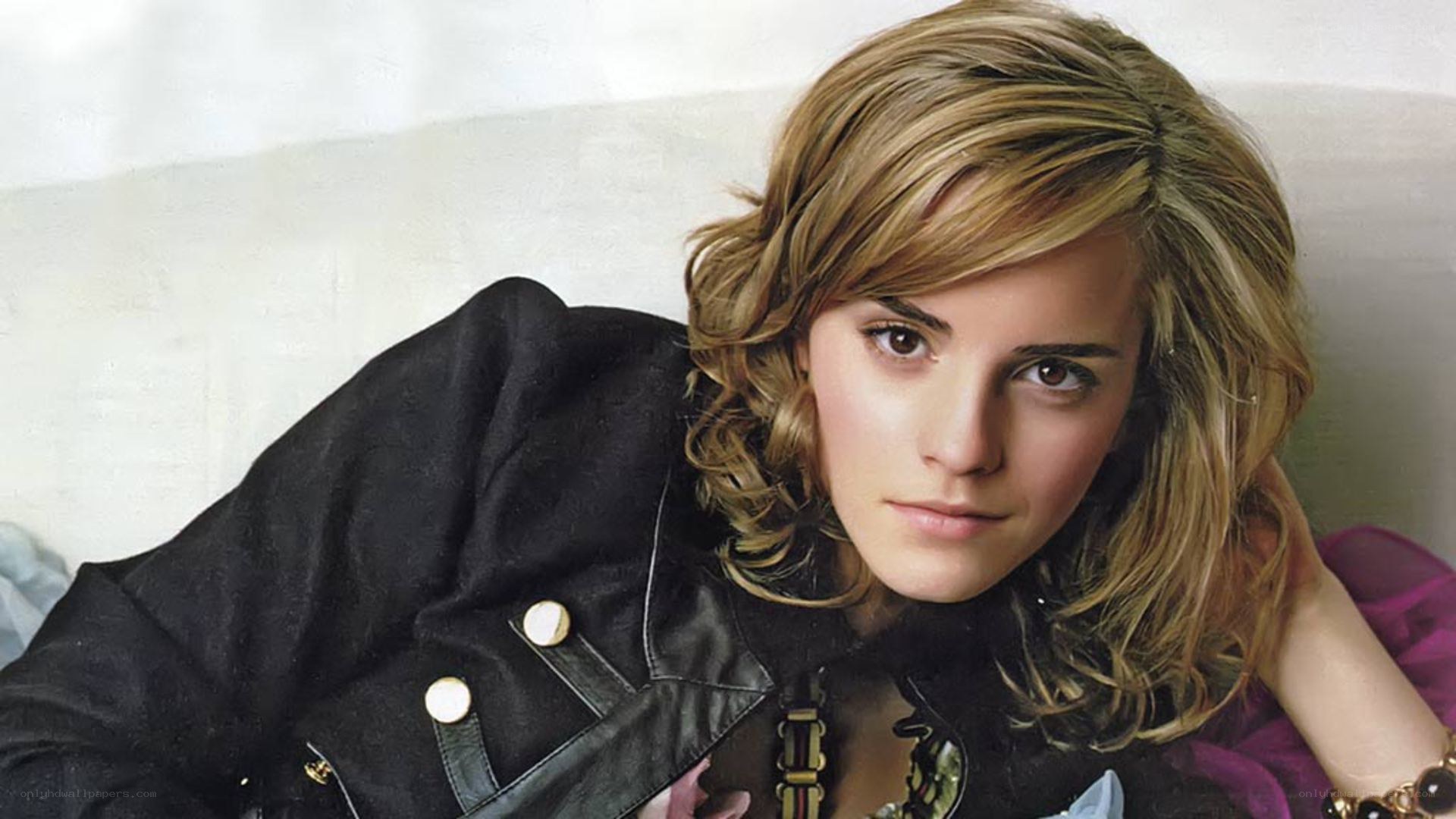 Emma Watson in black jacket