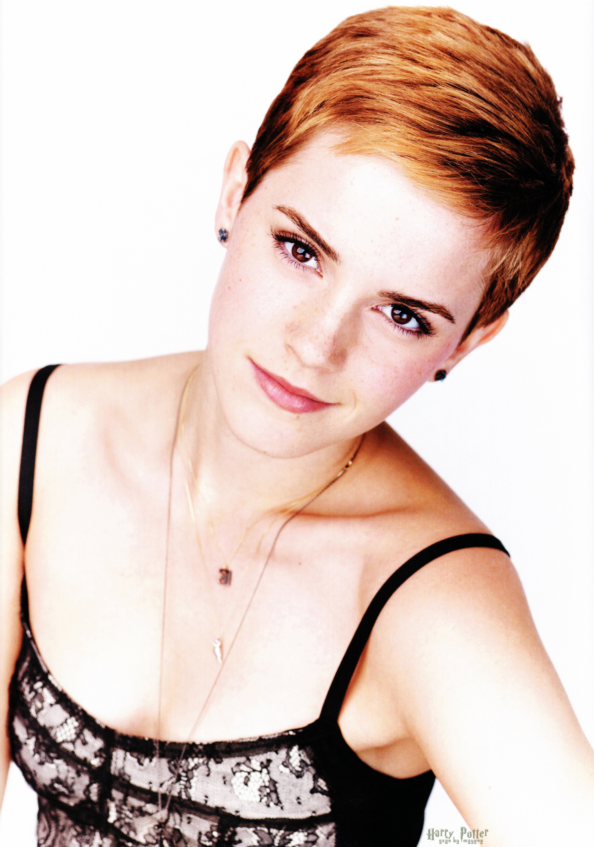 Emma Watson in black lace top