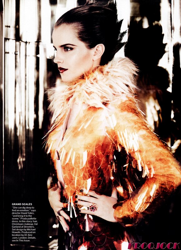Emma Watson in feathered fashion