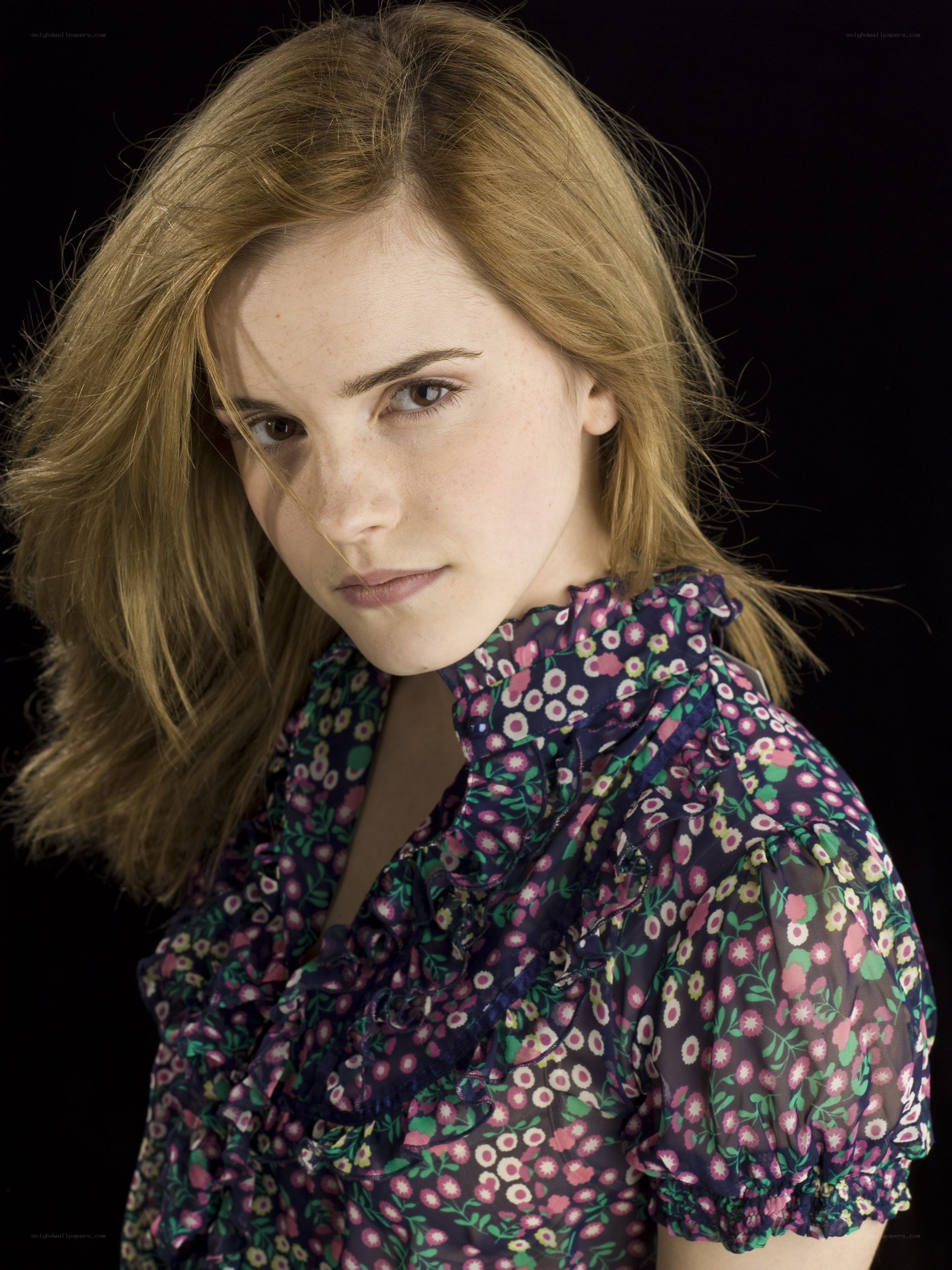 Emma Watson in floral blouse
