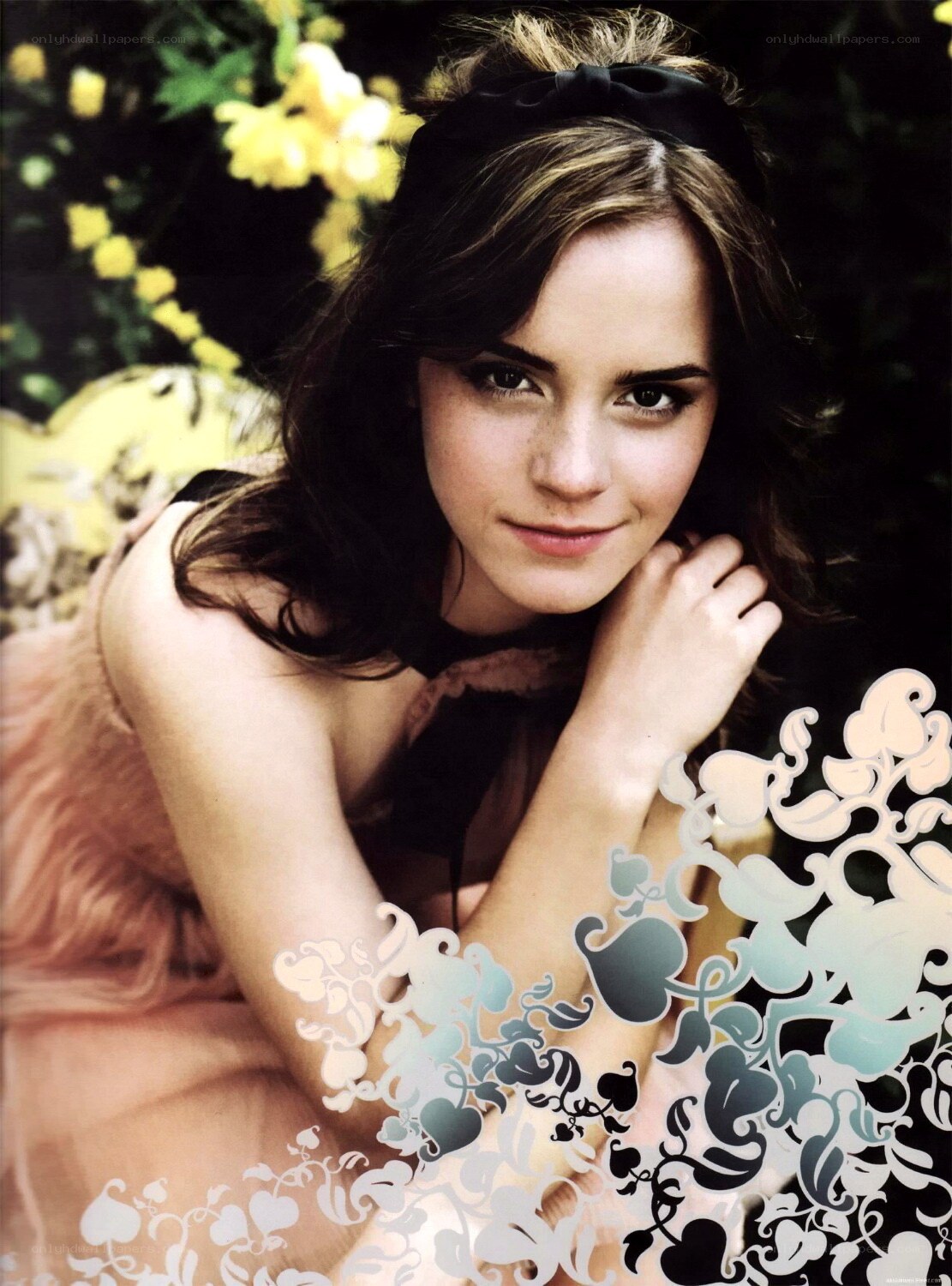 Emma Watson in floral setting