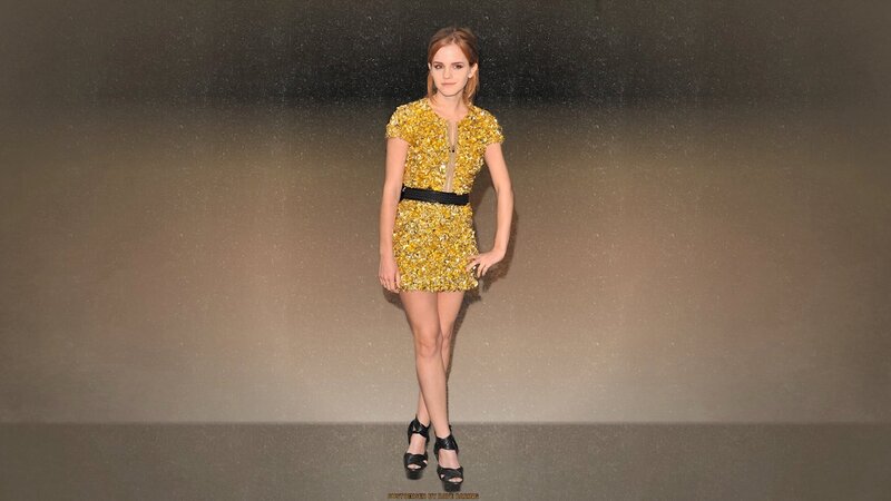 Emma Watson in gold dress