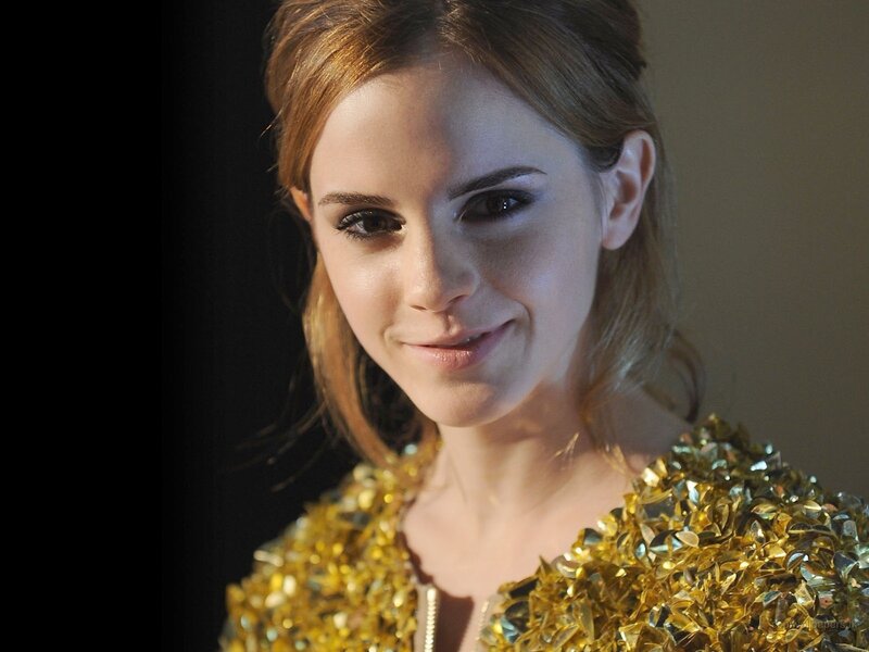 Emma Watson in gold dress