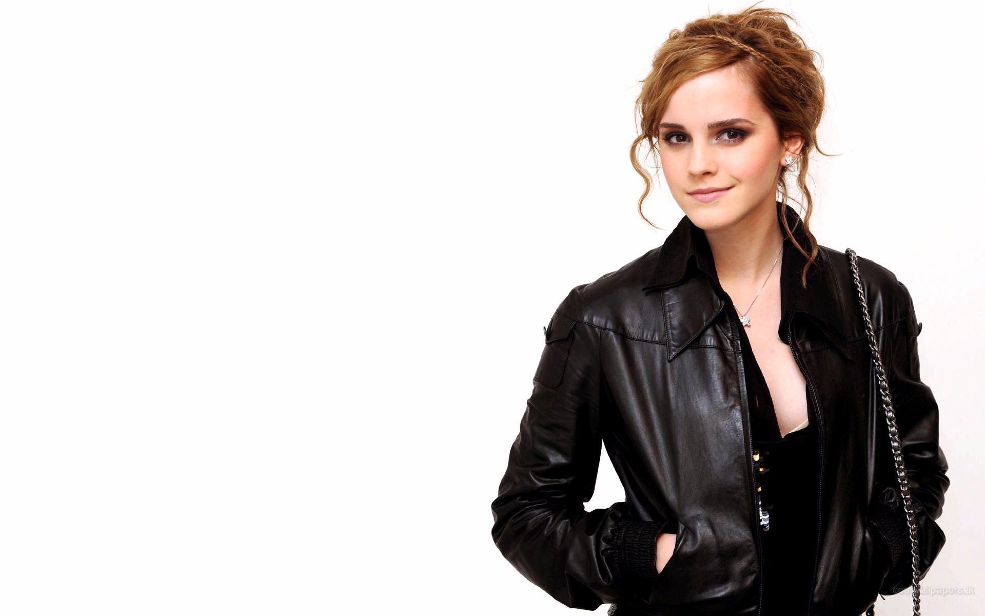 Emma Watson in leather jacket