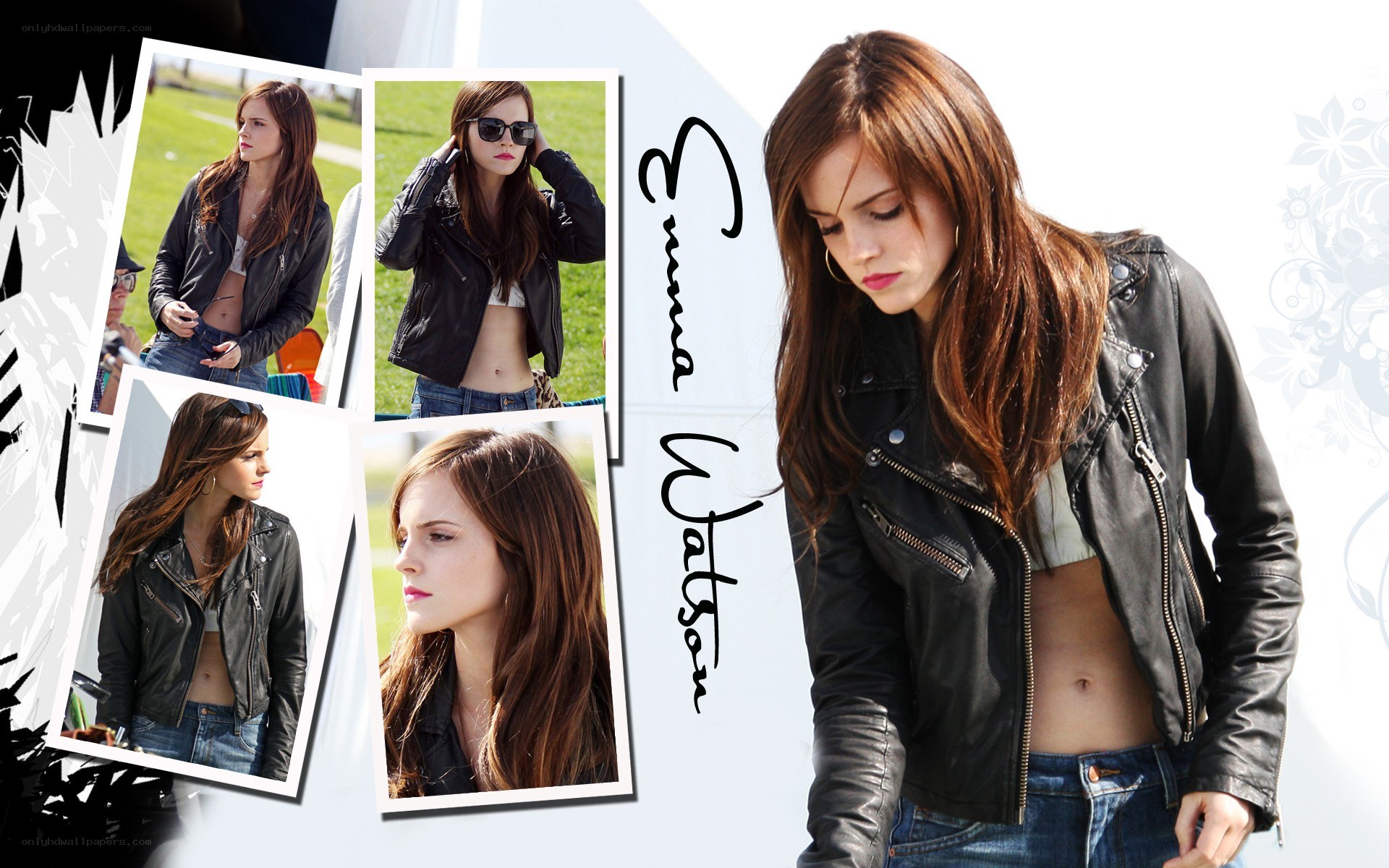Emma Watson in leather jacket