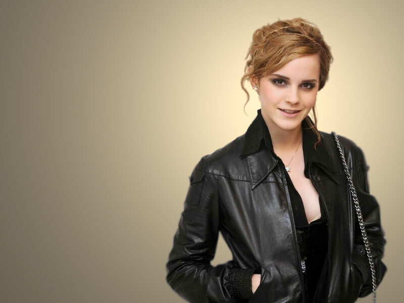 Emma Watson in leather jacket