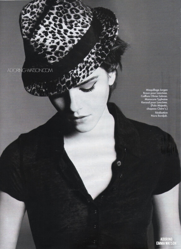 Emma Watson in leopard hat