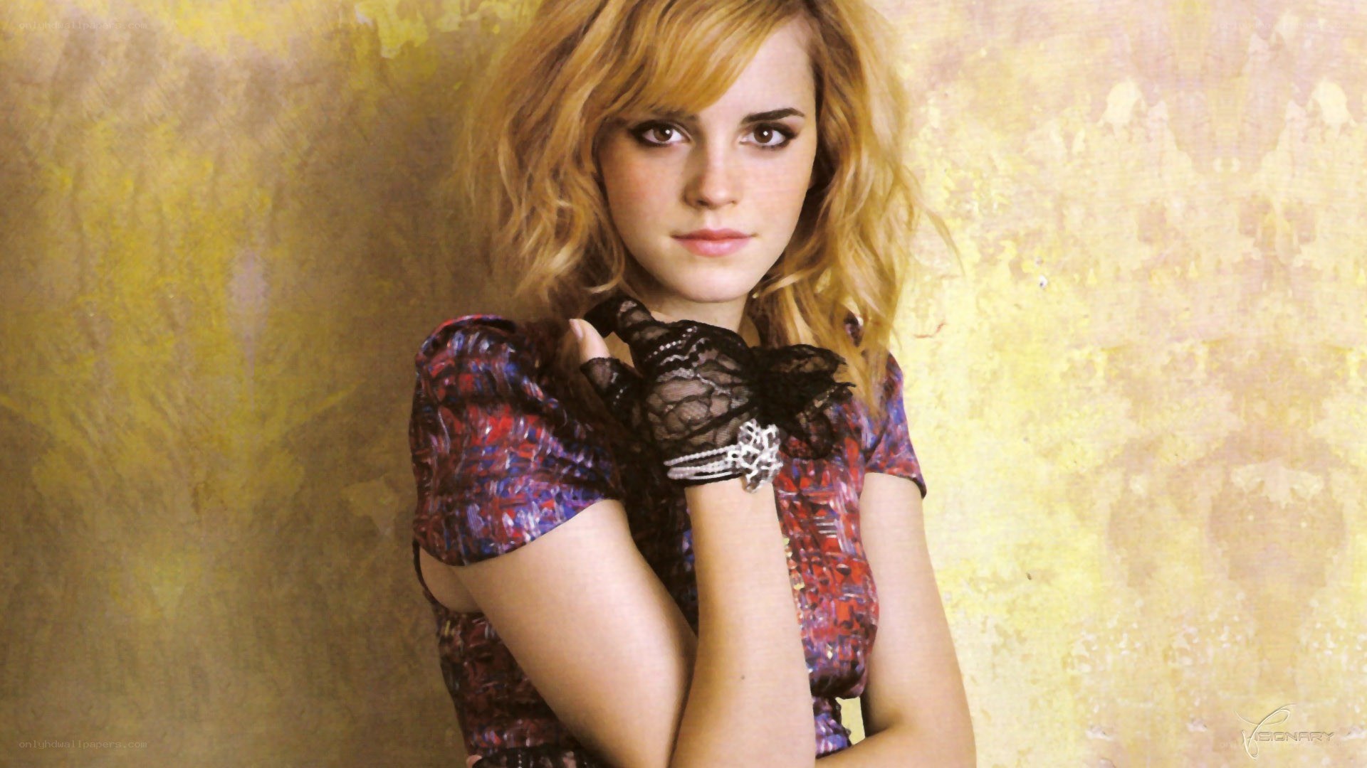 Emma Watson in patterned dress