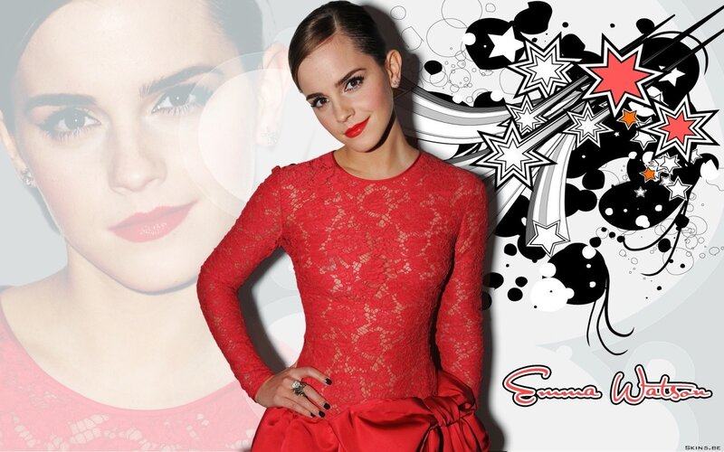 Emma Watson in red lace dress