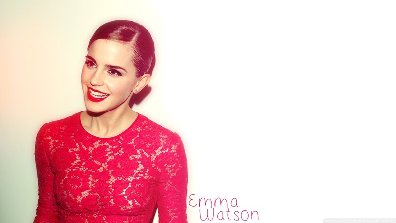 Emma Watson in red lace dress