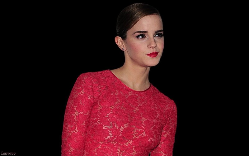 Emma Watson in red lace dress