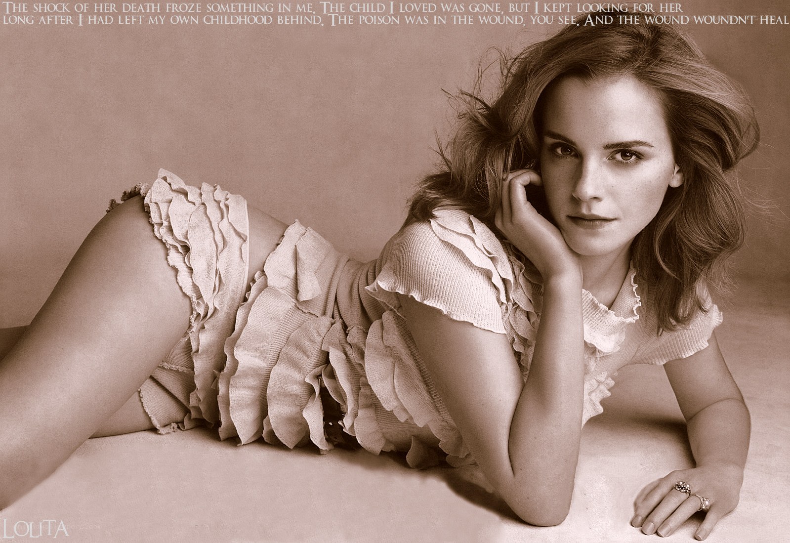 Emma Watson in sepia portrait