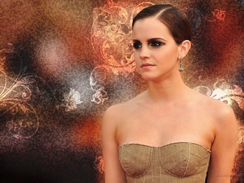 Emma Watson in strapless dress