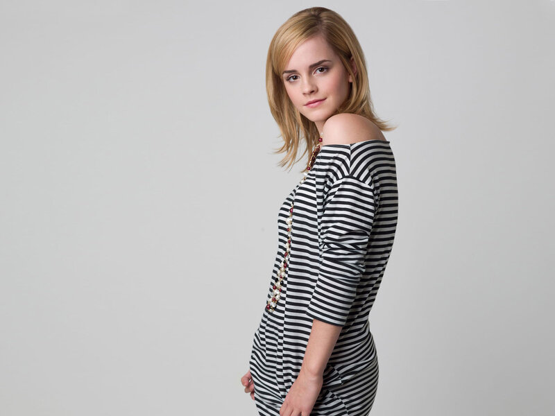 Emma Watson in striped dress