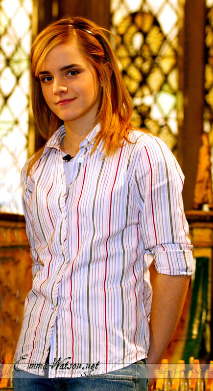 Emma Watson in striped shirt