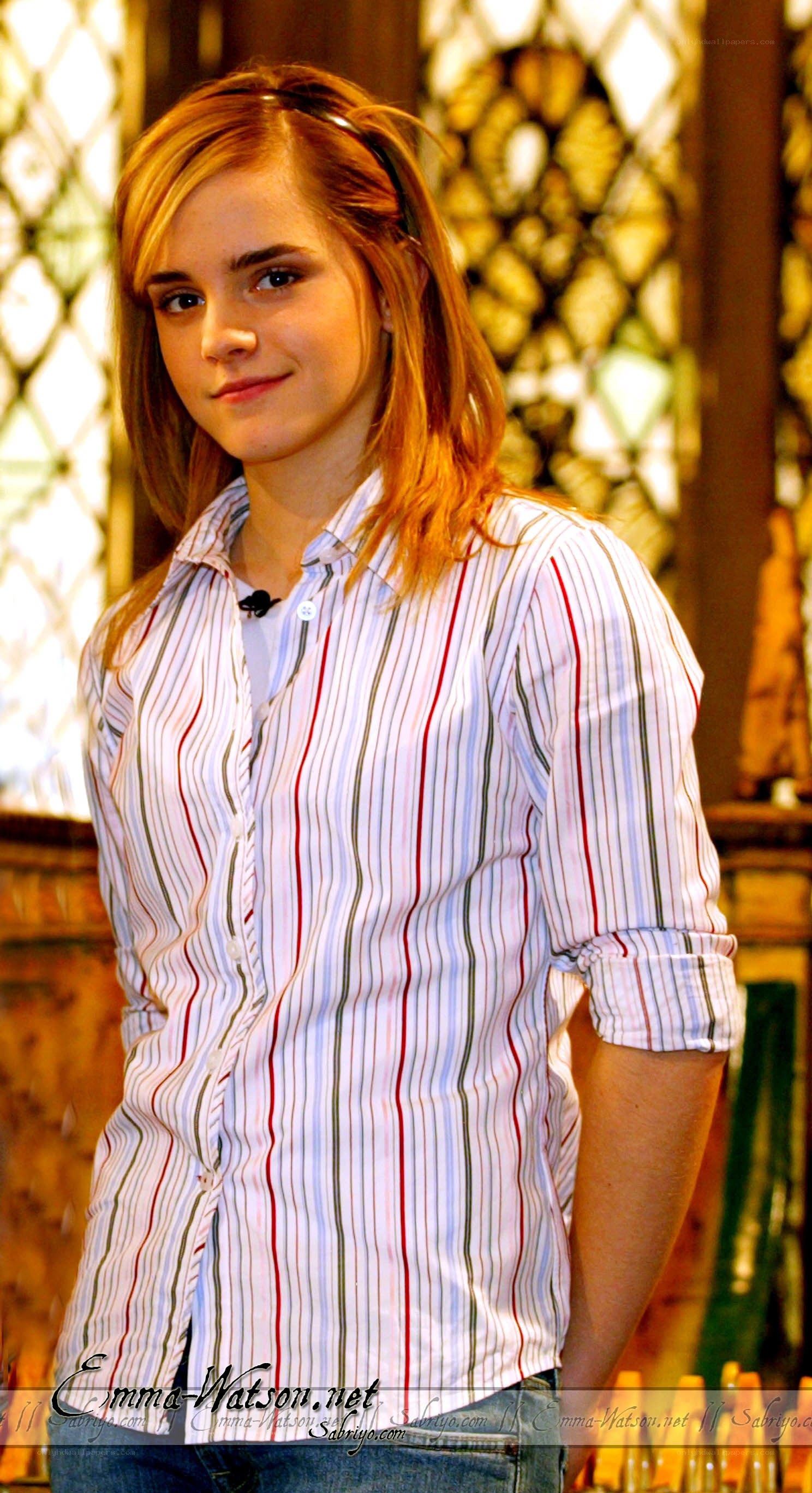 Emma Watson in striped shirt