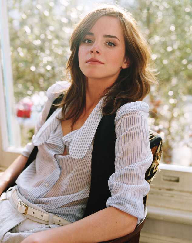 Emma Watson in striped shirt