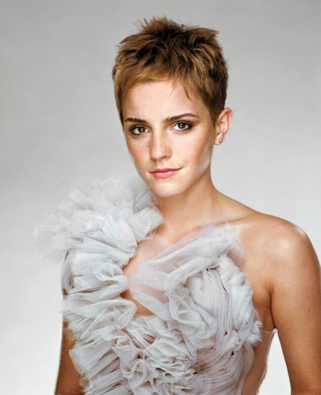 Emma Watson in white ruffled dress
