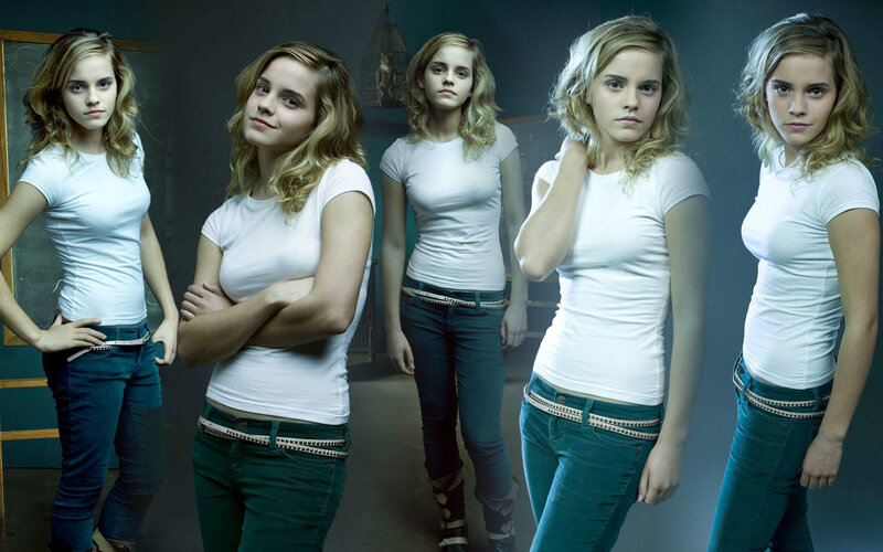 Emma Watson in White T-shirt — Dramatic, Photograph