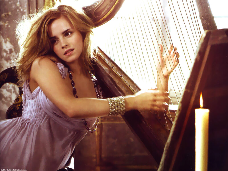 Emma Watson playing harp