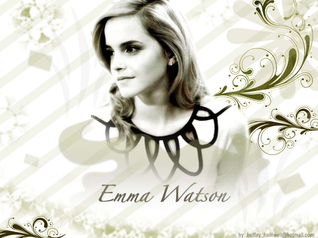 Emma Watson portrait with floral design