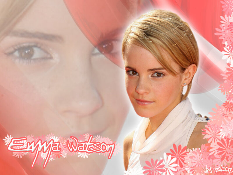 Emma Watson portrait with flowers