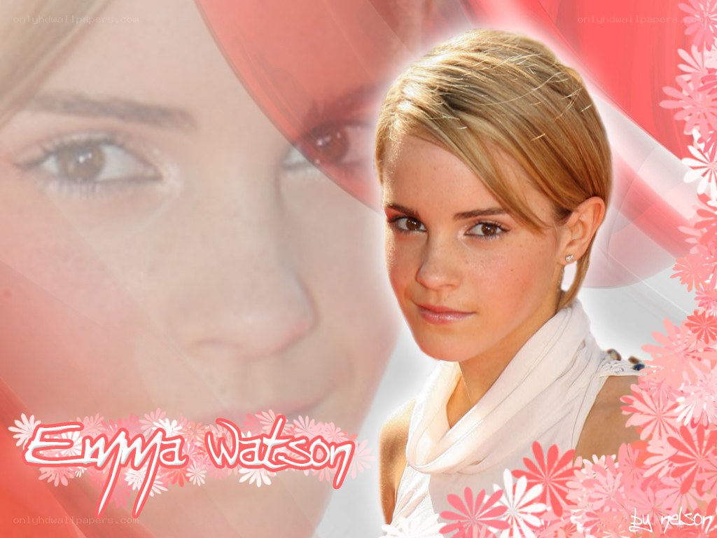 Emma Watson portrait with flowers
