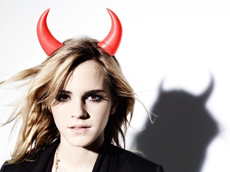 Emma Watson with devil horns