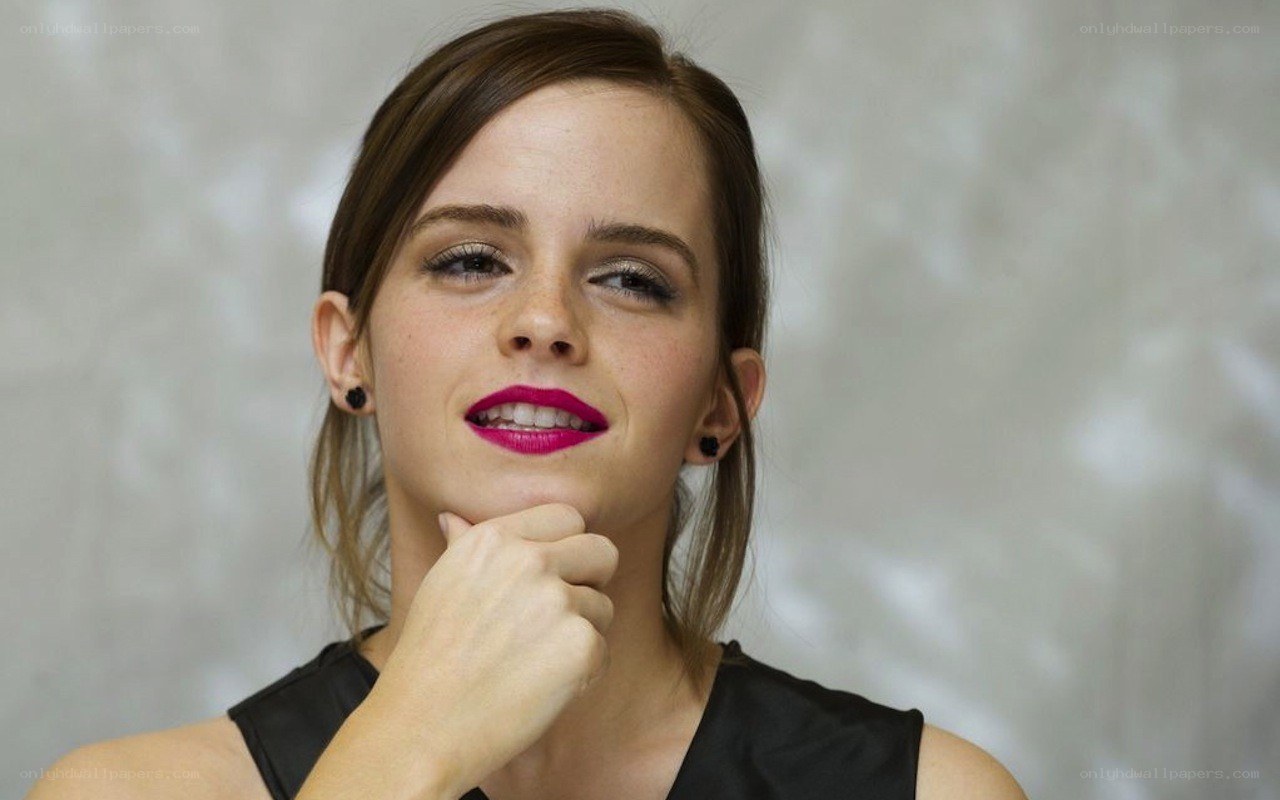 Emma Watson with pink lipstick