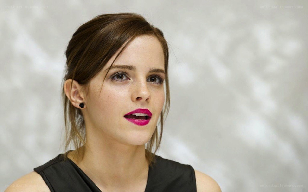 Emma Watson with pink lipstick