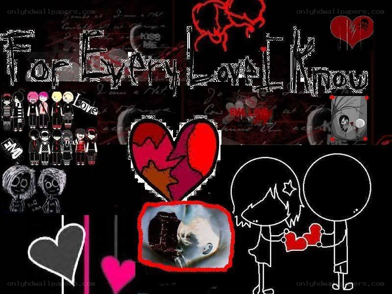 Emo collage with heart and characters